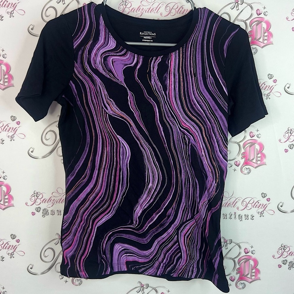Northern Reflections tshirt tee marble swirls Black and Purple Swirl Tee